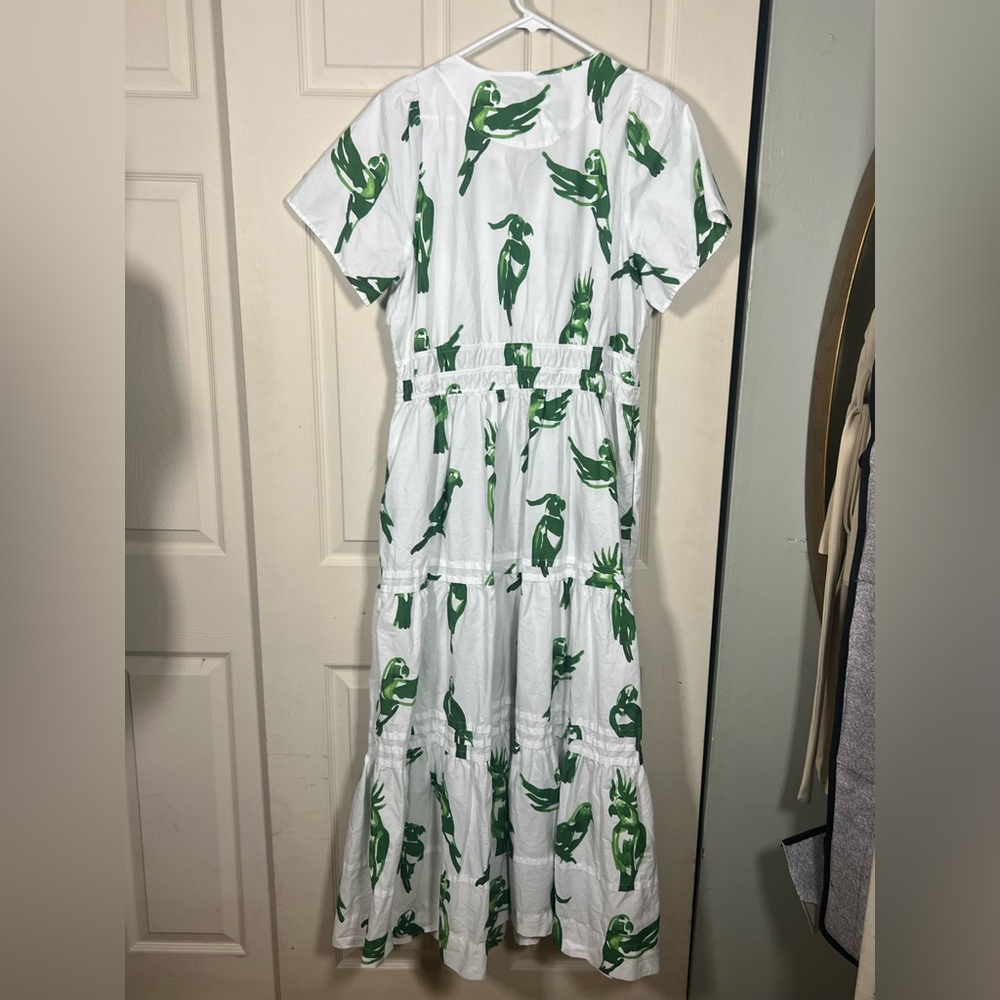 🌺 Anthropologie Somerset Maxi Dress Parrot Print Tiered 1X Cotton - Picture 5 of 5